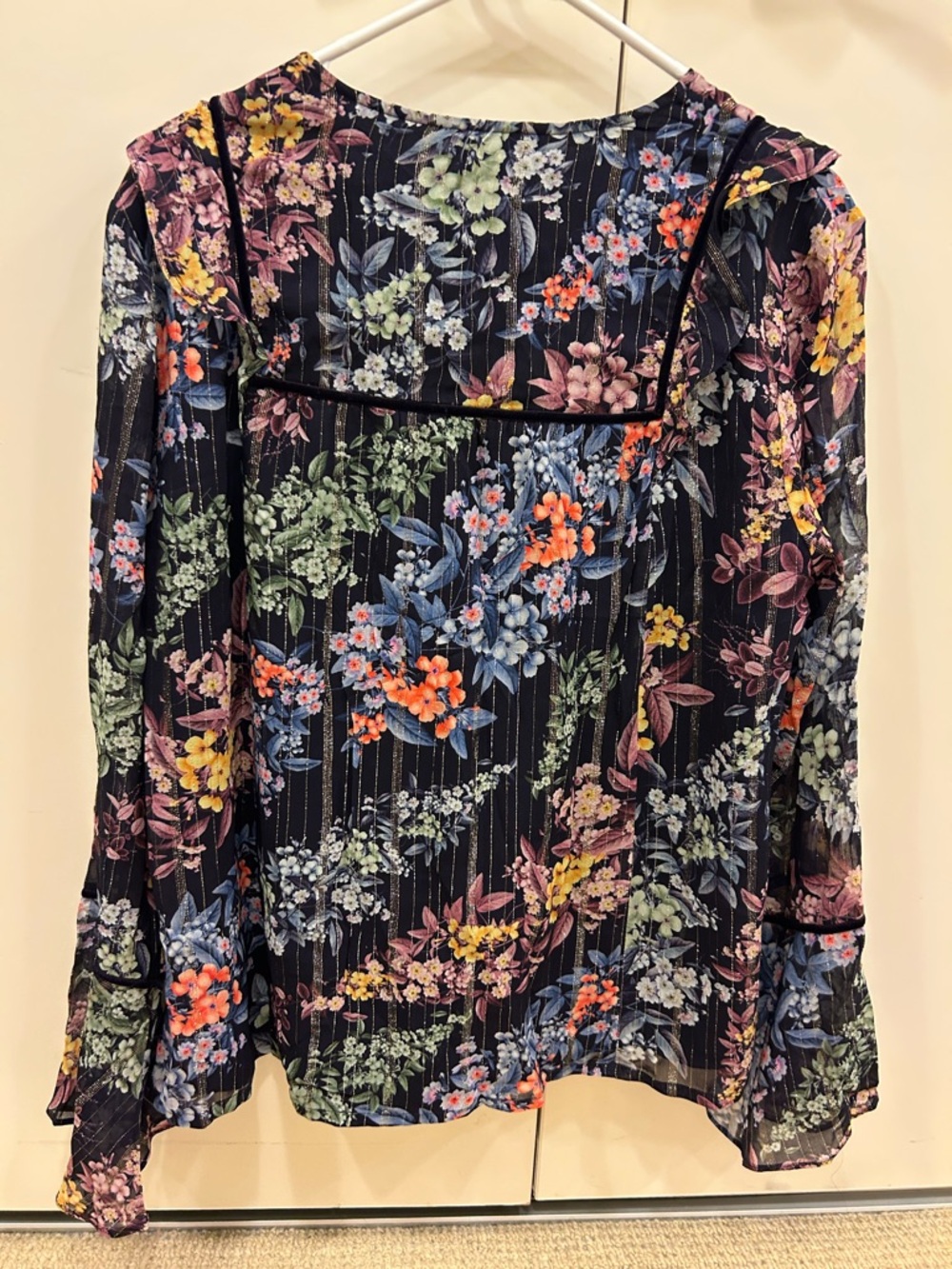 Anthropologie Vineet Bahl Vivienne embroidered navy blue blouses top nwt - Picture 9 of 15